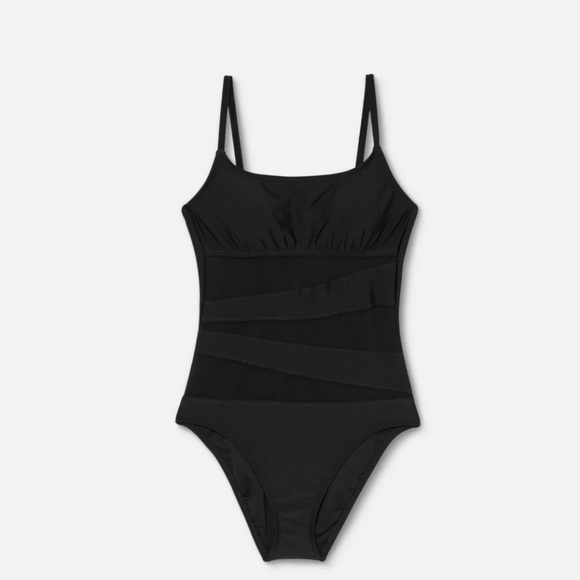Shade & Shore 1 Piece Black Swimsuit with Black Mesh. NWT. Size Small. - Picture 3 of 9